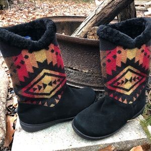 Aztec black faux fur boots  7
